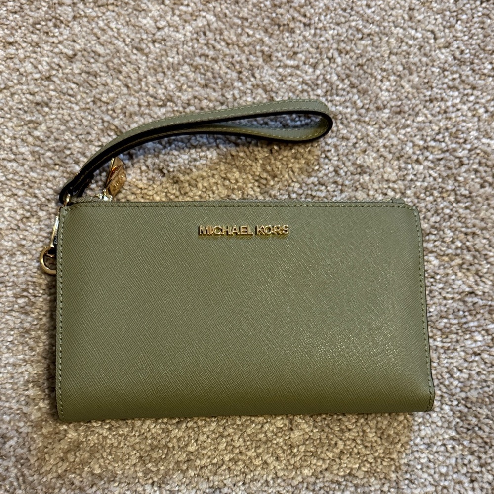 Michael Kors Olive Green Wristlet Wallet